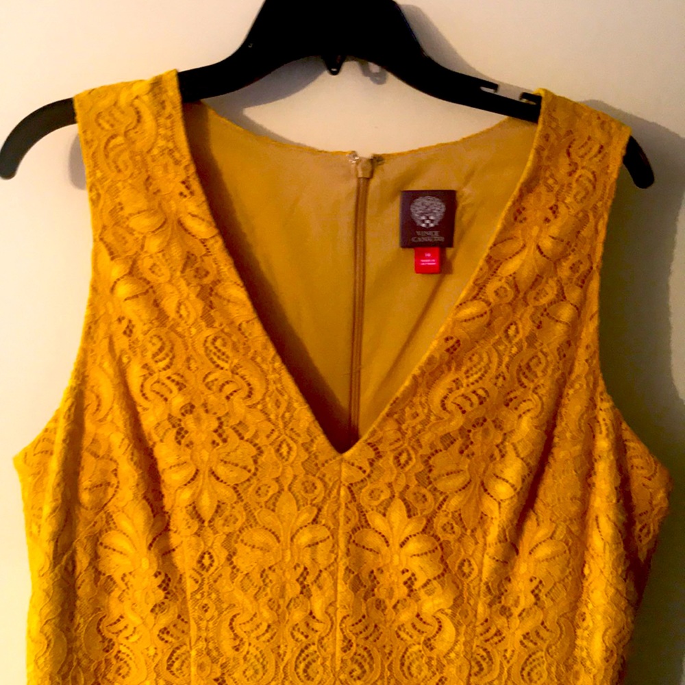 Vince Camuto Lace Dress, mustard color, Sz 14. NEW